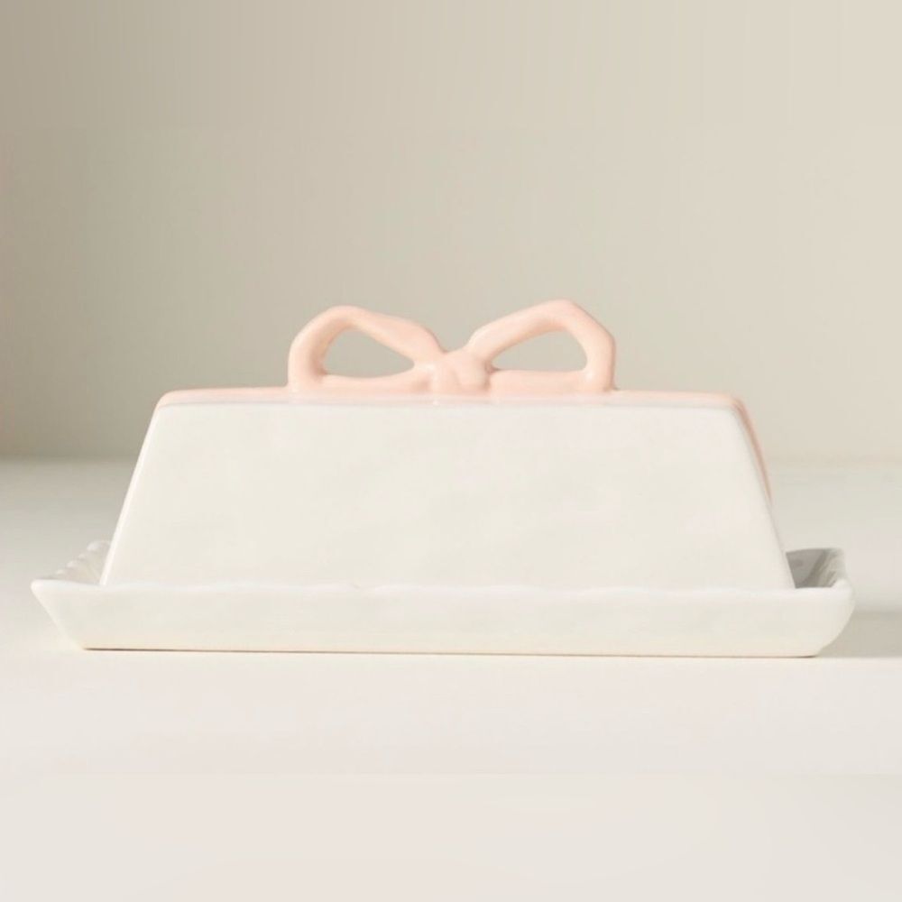 Anthropologie Benedita Bow Ceramic Stoneware Butter Dish